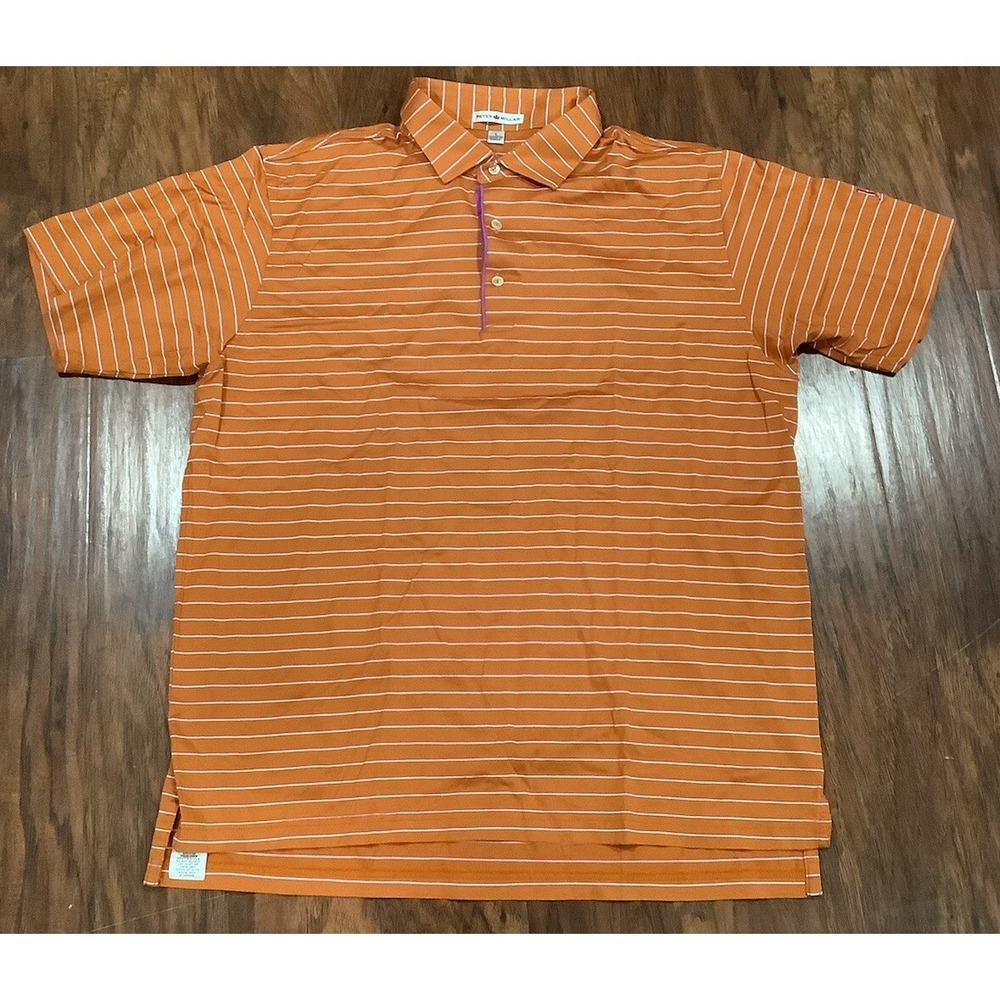 Peter Millar Polo Shirt Large Summer Comfort Golf Ibis Logo Striped
